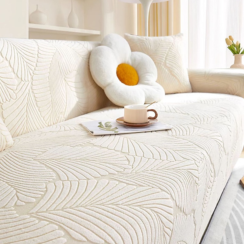 Stretch Jacquard Sofa Cover Stretch Slipcovers Soft Durable Couch Cover 1 Piece Spandex Fabric Washable Furniture Protector fit Armchair Seat/Loveseat/Sofa/XL Sofa/L Shape Sofa