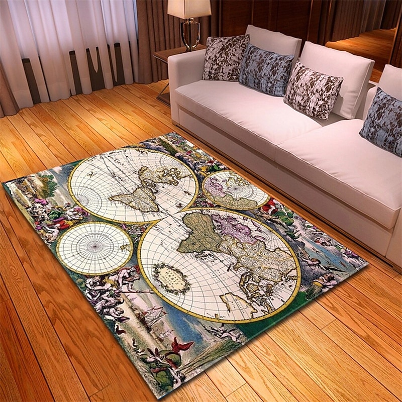 Vintage Map Area Rug Kitchen Mat Non-Slip Oil Proof Floor Mat Livingroom Rug Indoor Outdoor Mat Bedroom Decor Bathroom Mat Entrance Rug Door Mat