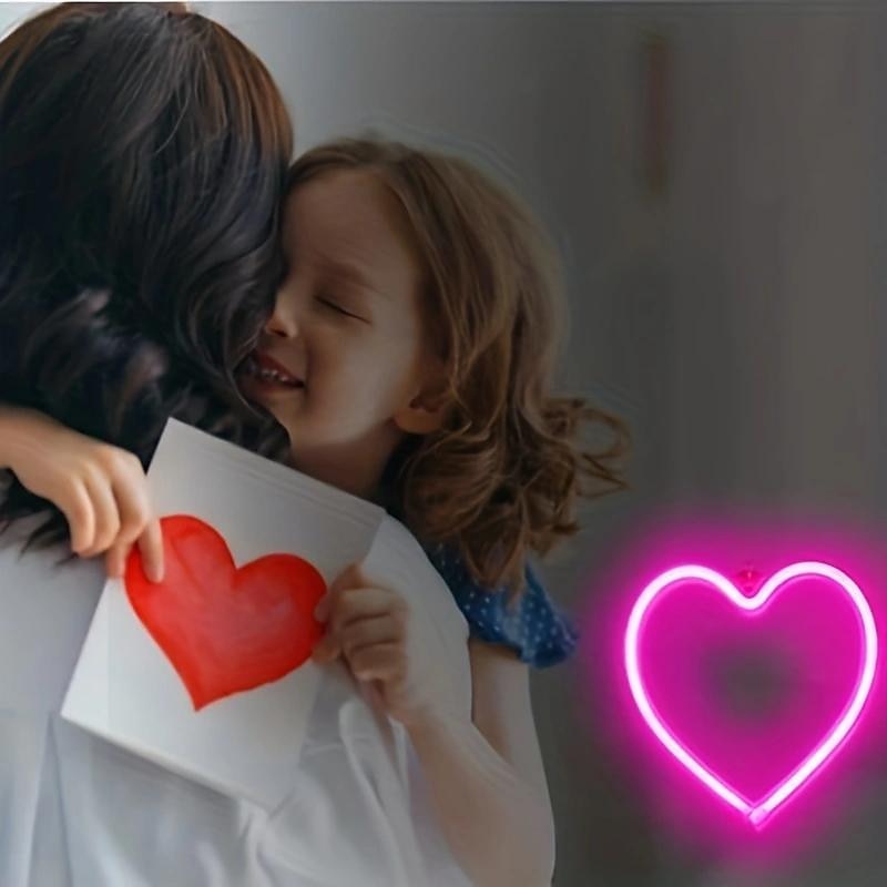 Pink Heart Neon Light, Battery or USB Powered LED Neon Light, Party, Valentine's Day Decoration Light, Table and Wall Decoration Light, Girls' Room, Dormitory, Wedding Anniversary Home Decoration3