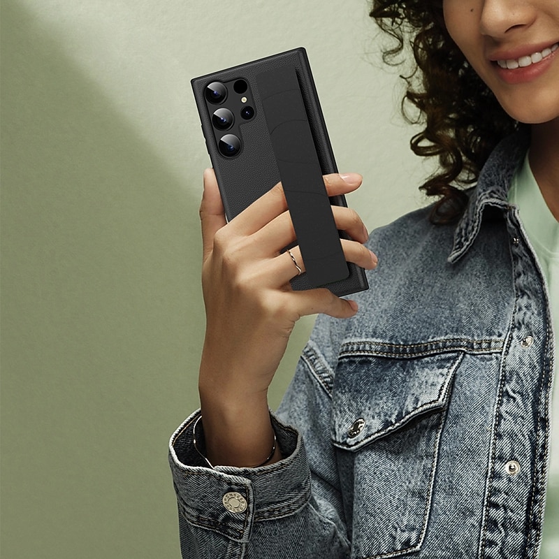 Phone Case For Samsung Galaxy S25 S24 S23 Ultra Plus S22 Plus  Ultra Back Cover with Wrist Strap Shockproof Retro PC3