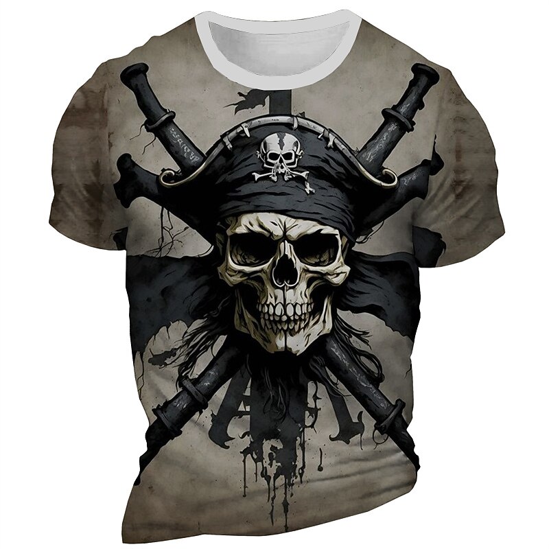 Men's Graphic Skeleton Pirate T Shirt Short Sleeve T shirt 3D Print Crew Neck Shirt Daily Designer Retro Vintage Sports Outdoor Holiday Going out Burgundy Blue Purple Spring & Summer Clothing Apparel4