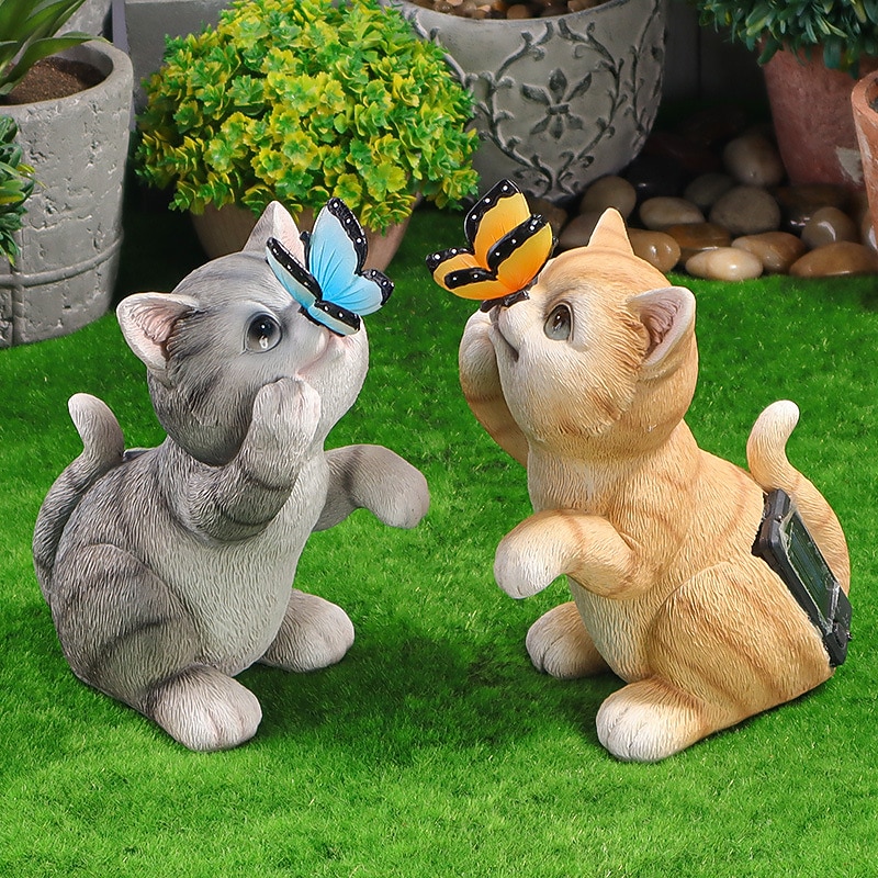 Solar Ornament Rabbit Flowers Garden Light, Cute Cat Garden Light for Gardening Decoration Funny Entrance Light, Solar Garden Statue Rabbit Figurine Garden4