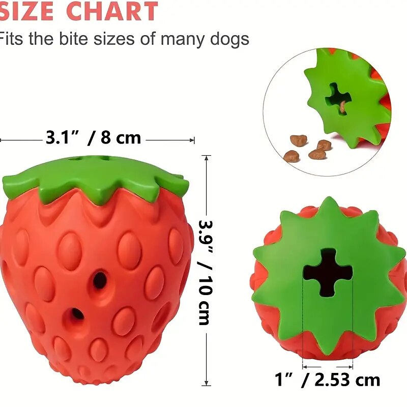 Strawberry Design Dog Ball Toys Dog Leaking Food Toy Rubber Chew Toys For Dog Molar Toy Interactive Toy2