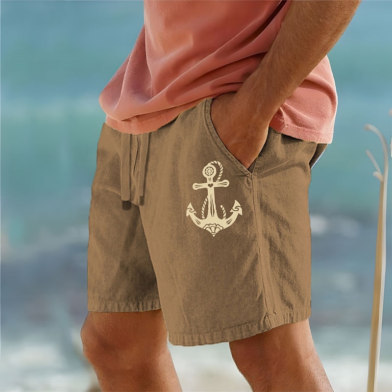 Men's Anchor Shorts Summer Shorts Beach Shorts Mid Waist Hawaiian Casual Outdoor Holiday Going out Drawstring Elastic Waist Print Designer Clothing Apparel4