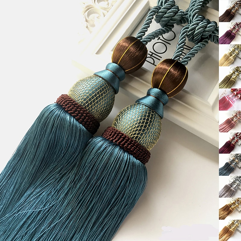 Curtain Rope with Tassels Tiebacks Tennis Ball Curtain Holder Hanging Belts Ropes Clips Fastener Tieback Curtains Accessories