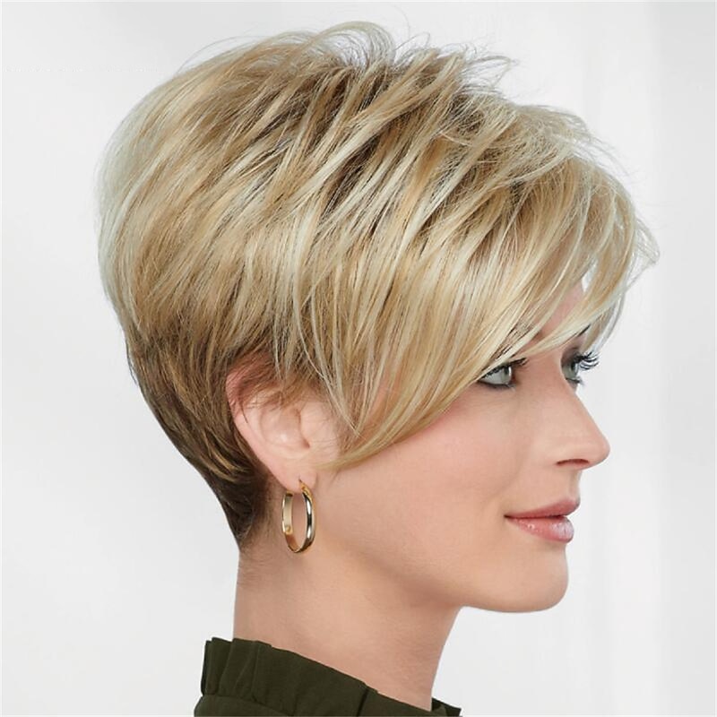 Synthetic Wig Straight Middle Part Machine Made Wig Short A1 Synthetic Hair Women's Soft Fashion Easy to Carry Blonde2