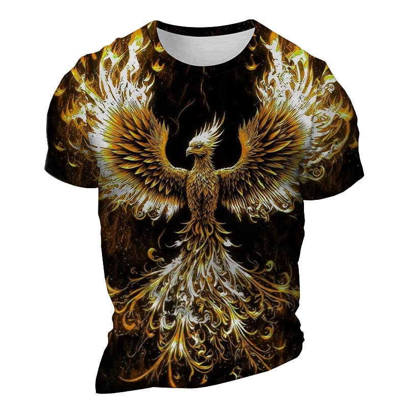 Men's Graphic Animal Phoenix T Shirt Short Sleeve T shirt 3D Print Crew Neck Shirt Daily Designer Retro Vintage Sports Outdoor Holiday Going out Yellow Blue Purple Spring & Summer Clothing Apparel S2
