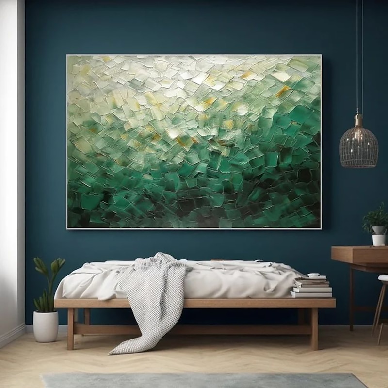 Handmade Oil Painting Canvas Wall Art Decoration Contemporary Green Abstract for Home Decor Rolled Frameless Unstretched Painting4