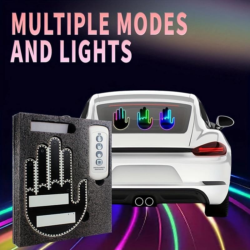 Led RGB Finger Lights Illuminated Gesture Light Car Finger Lamp with Remote Color Changing4