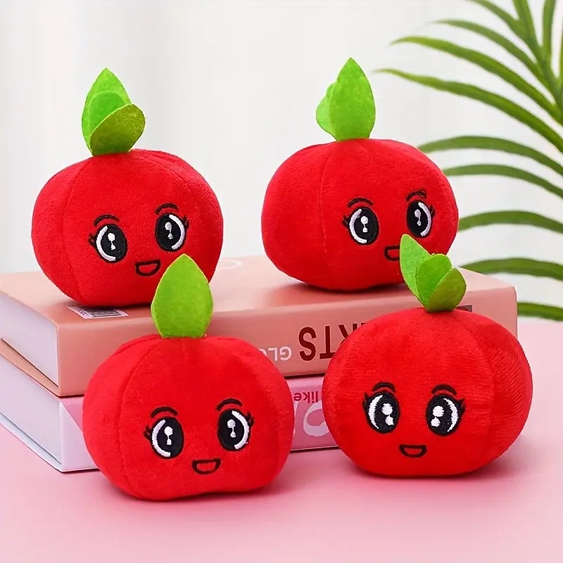 Apple Design Pet Grinding Teeth Squeaky Plush Toy Durable Chew Toy For Dog Interactive Supply3