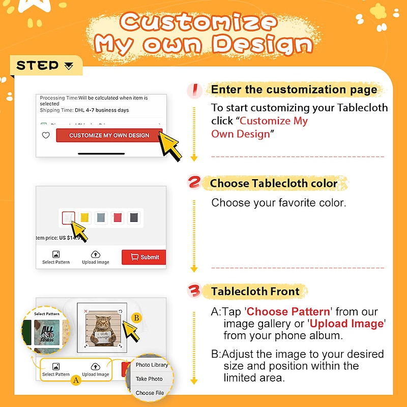 Personalized Tablecloth Custom Tablecloth 4/6/8-ft. Table Throw Design on Front4