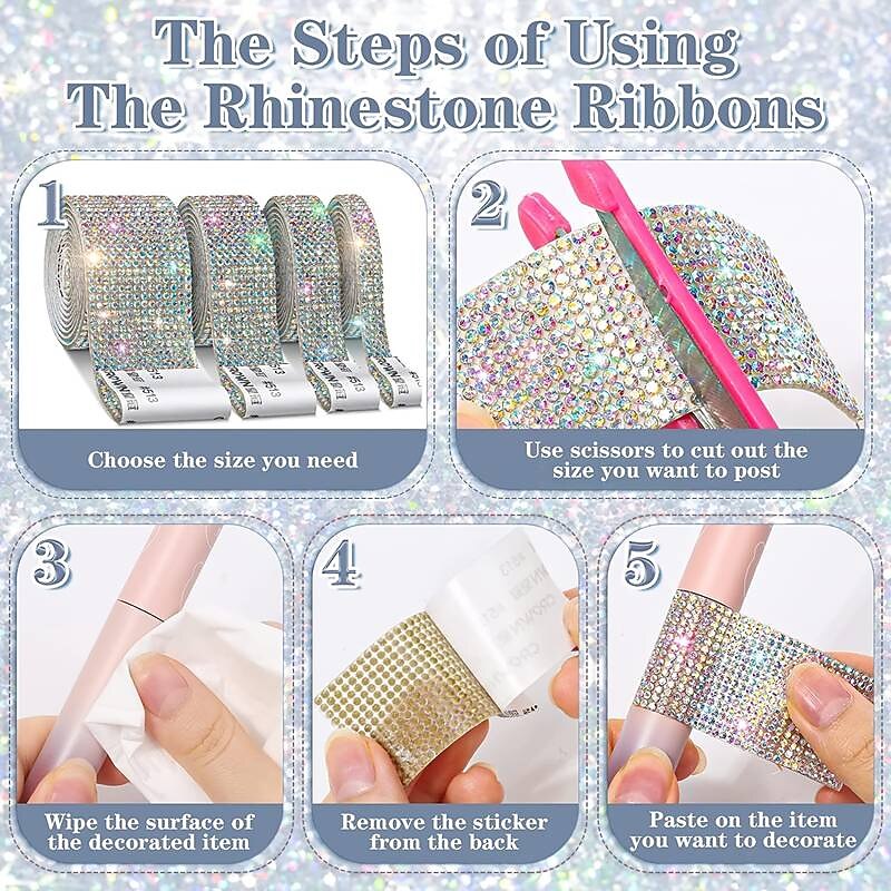 Bling Crystal Drill Rhinestone Shiny Colorful Artificial DiamondCar Sticker Handmade Diy Making Car Decoration 1yard 91cm4