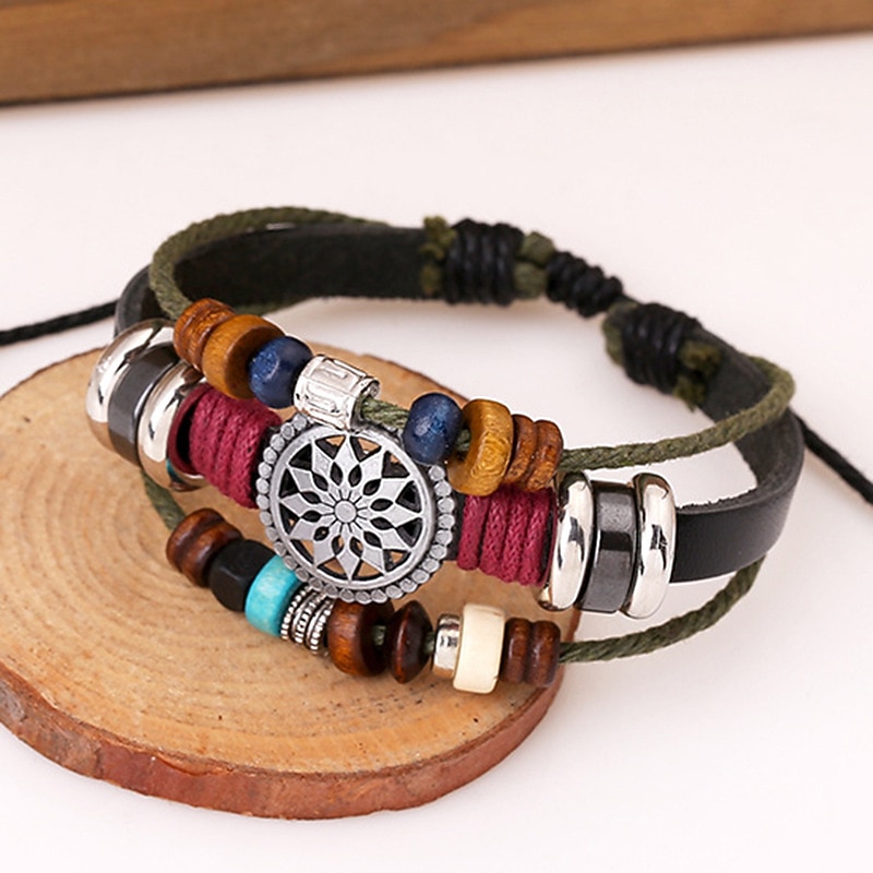 CARNIVAL Vintage Personalized Cowhide Bracelet Fashionable and Versatile Beaded Genuine Leather Bracelet New Style Bracelet3