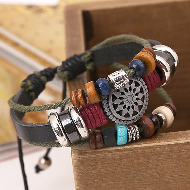 CARNIVAL Vintage Personalized Cowhide Bracelet Fashionable and Versatile Beaded Genuine Leather Bracelet New Style Bracelet4