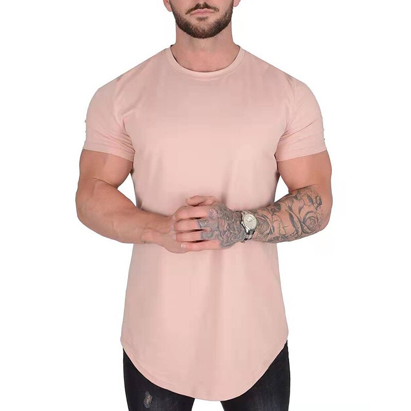 Men's Summer Shirt T shirt Tee Crew Neck Short Sleeve Sports & Outdoor Vacation Going out Casual Daily Soft Plain Black White Activewear Fashion Sport4