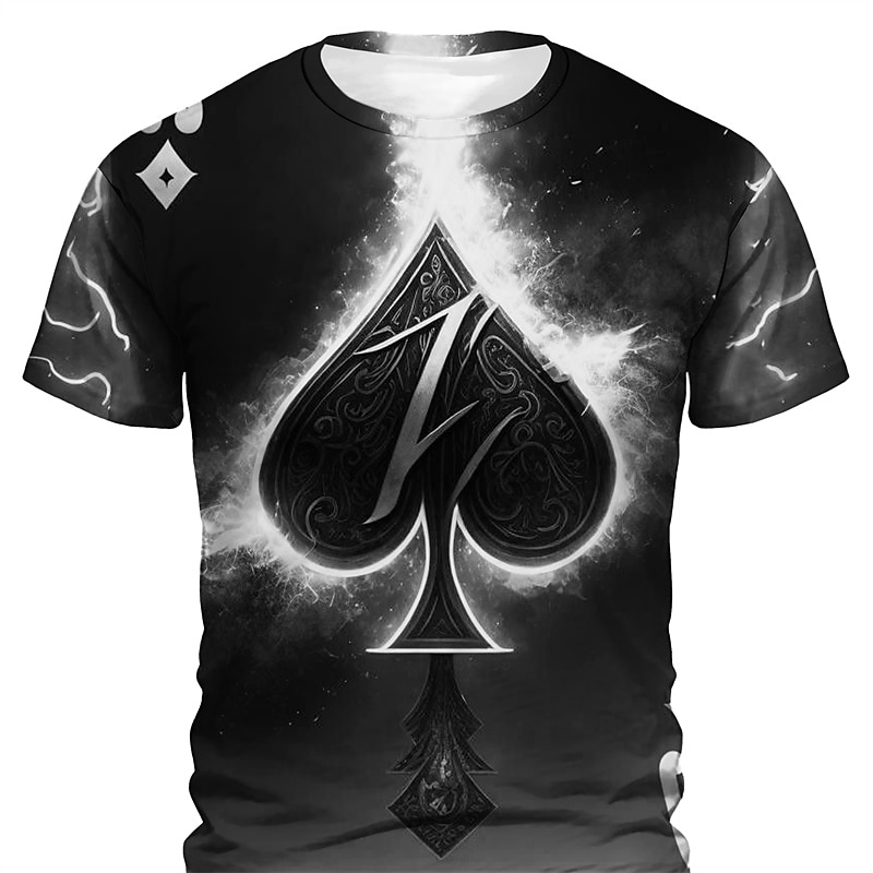 Men's Graphic Gothic Horror Poker T Shirt Short Sleeve T shirt 3D Print Crew Neck Shirt Daily Designer Retro Vintage Sports Outdoor Holiday Going out Purple Brown Green Spring & Summer Clothing4