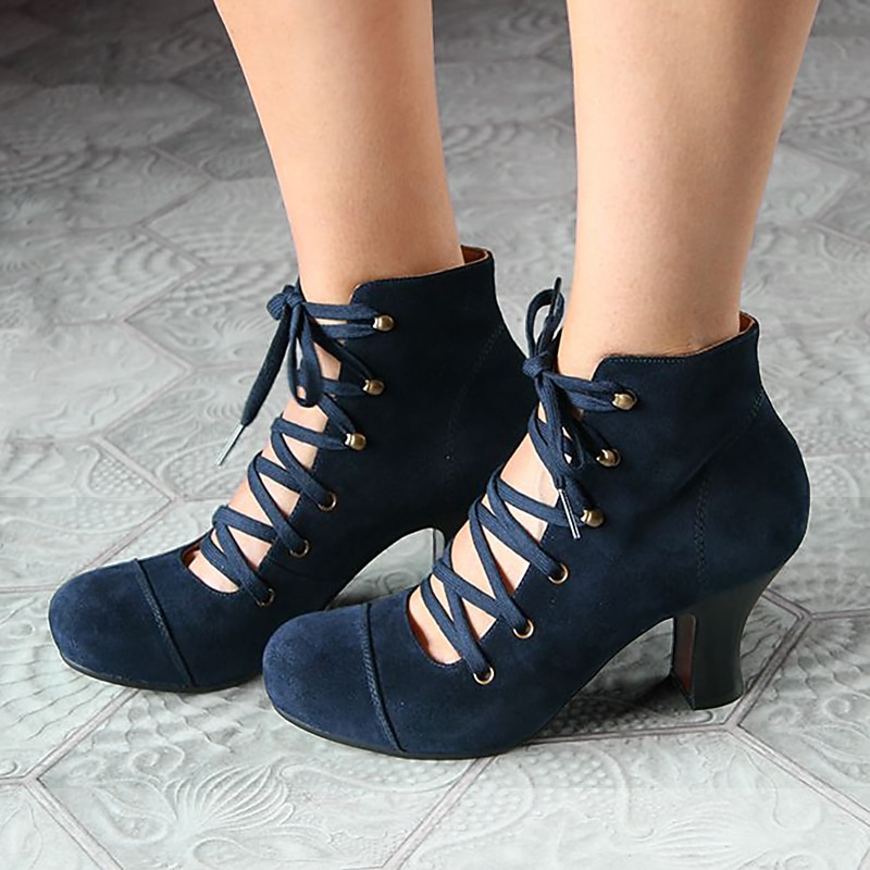 Women's Vintage Lace-Up Ankle Boots – Retro Suede High Heel Victorian Booties for Parties, Weddings, or Cosplay3