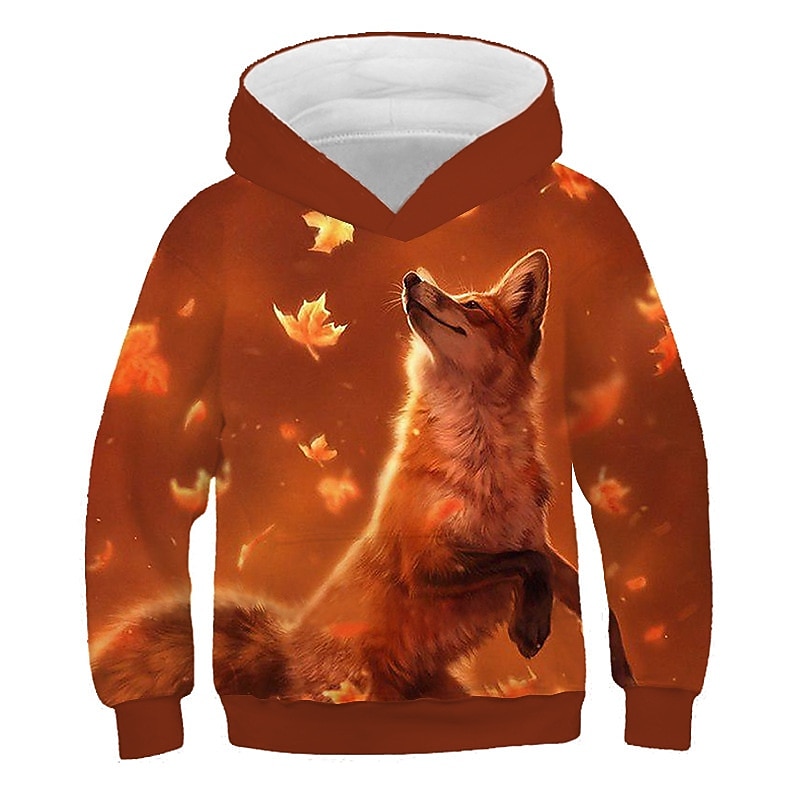 Boys 3D Animal Wolf Hoodie Long Sleeve 3D Print Spring Active Sports Fashion Kids 3-12 Years Outdoor Daily Indoor Regular Fit4