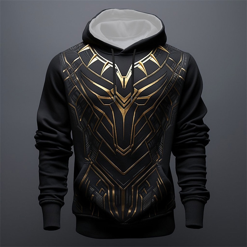 Men's Graphic Armor Hoodie Hoodies Sweatshirt Fashion Daily Long Sleeve Hooded Vacation Sports Outdoor Holiday Black Grey Black Print Front Pocket Spring &  Fall Designer