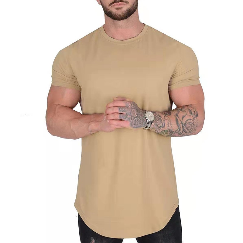 Men's Summer Shirt T shirt Tee Crew Neck Short Sleeve Sports & Outdoor Vacation Going out Casual Daily Soft Plain Black White Activewear Fashion Sport3