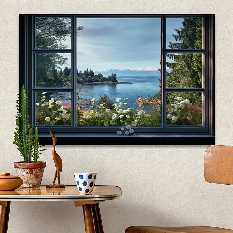 Landscape Wall Art Canvas False Window Spring Scenery Prints and Posters Pictures Decorative Fabric Painting For Living Room Pictures No Frame2