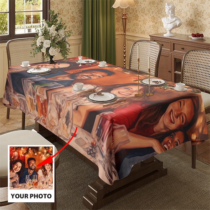 Custom Tablecloth Personalized Rectangular Tablecloth Water Resistance Antiwrinkle Spillproof Soft Jacquard Customized Table Cover for Dining Room, Buffet Banquet Parties and Holiday Dinners4