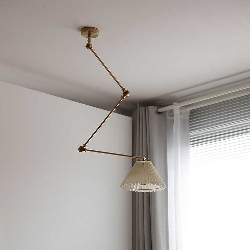 Industrial Pendant Light Fixture, Swing Arm Hanging Light, Adjustable Dome Ceiling Pendant Light for Dining Room Living Room in Gold3