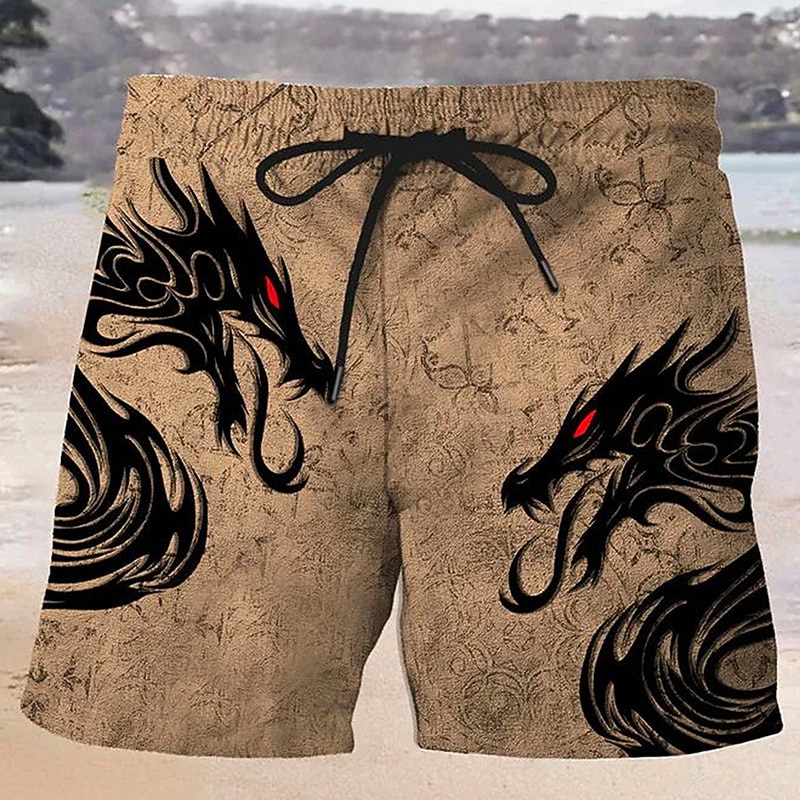 Men's Dragon Swim Trunks Swim Shorts Board Shorts Mid Waist Hawaiian Casual Holiday Beach Drawstring with Mesh lining Elastic Waist Designer Clothing Apparel2