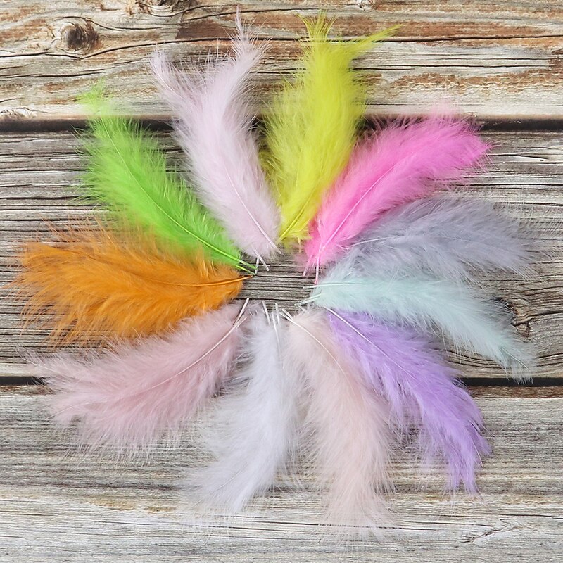 100 Pcs Turkey Feather Handmade Cat Teasing Stick Headwear Diy Pointed Tail Feather Wave Ball Accessories Fluff Decorative Crafts3
