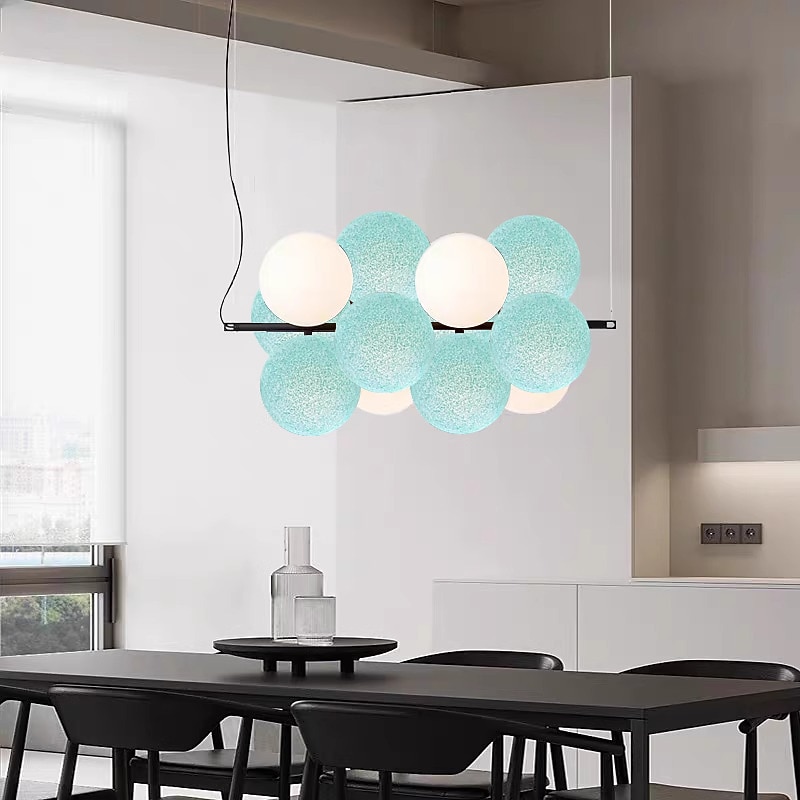 Artistic Style Velvet FabricPVC Simple Found Ball Molecular Pendant Lamp Bedroom Bedside Restaurant Pendant Lamp Creative Molecular Round Ball Pendant Lamp2