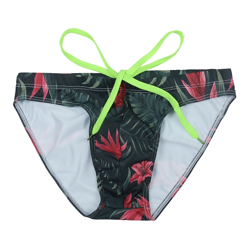 Men's Swim Briefs Daily Beach Breathable Quick Dry Drawstring Elastic Waist Color Block Short Sport Casual Activewear Wine Red Pink Micro-elastic4