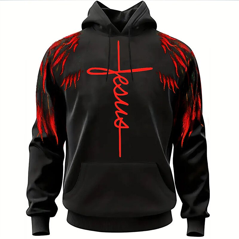 Men's Graphic Letter Hoodie Hoodies Sweatshirt Fashion Daily Long Sleeve Hooded Vacation Sports Outdoor Holiday Yellow Red Print Front Pocket Spring &  Fall Designer