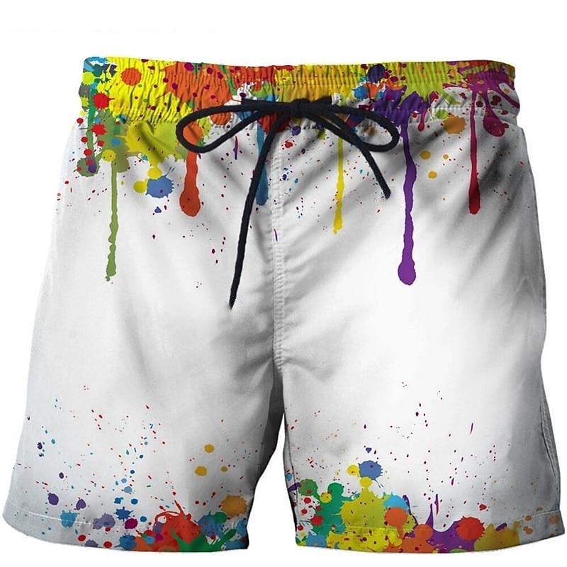 Men's Graffiti Swim Trunks Swim Shorts Board Shorts Mid Waist Hawaiian Casual Holiday Beach Drawstring with Mesh lining Elastic Waist Designer Clothing Apparel2