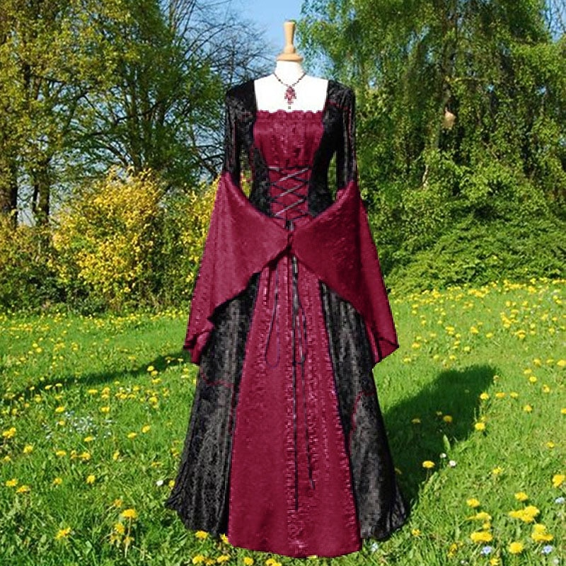 Retro Vintage Medieval Renaissance Dress Cosplay Costume Prom Dresses Witch Viking Gentlewoman Fancy Dress Women's Celtic Walpurgis Night Halloween Carnival Masquerade Renaissance Fair LARP Adults'3