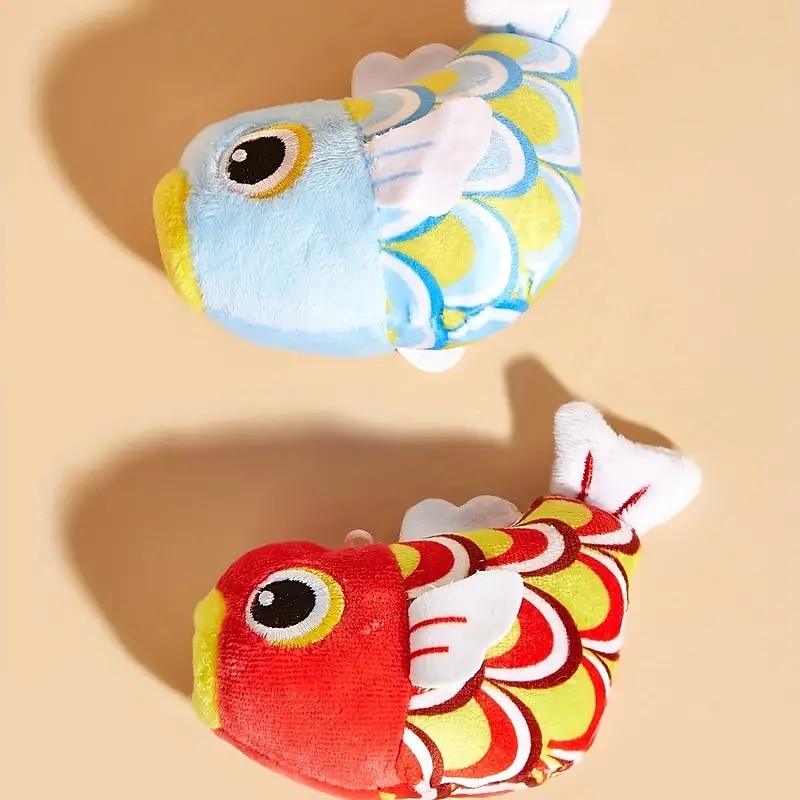 1pc Durable Koi Fish Plush Toy for Dogs - Interactive TeethGrinding Pet Toy with Random Color Design2
