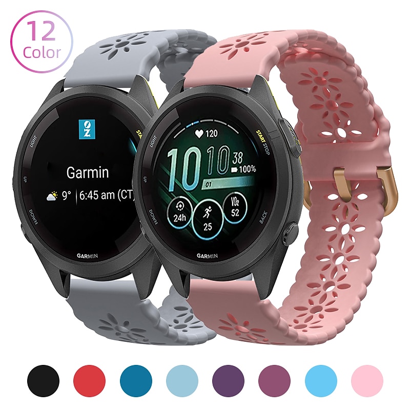 Watch Band for Garmin Forerunner 265S 255S Venu 3S 2S Vivoactive 4S 3S 2S Vivomove 3S 18mm Silicone Nylon Replacement  Strap Waterproof Adjustable Breathable Sport Band Wristband