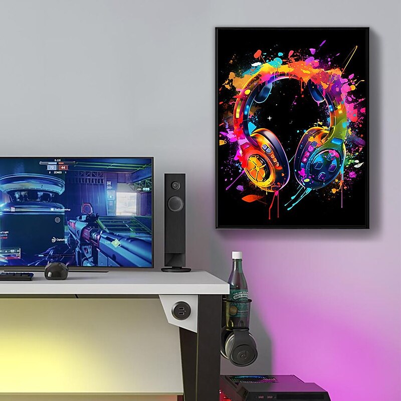Wall Art Canvas Colorful Neon Gamer Controller Prints and Posters Pictures Decorative Fabric Painting For Living Room Pictures No Frame3