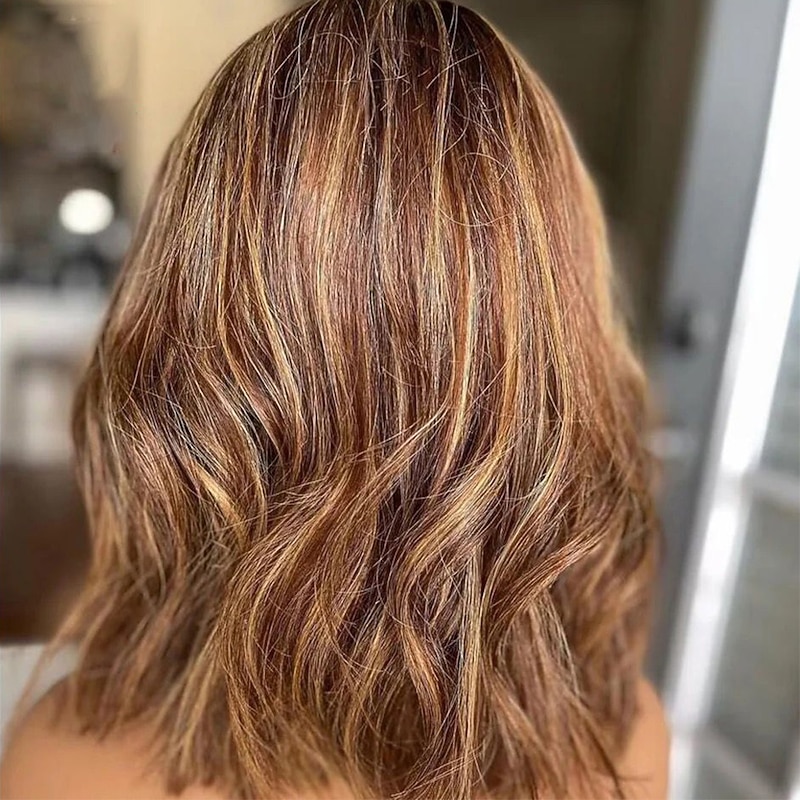 Remy Human Hair 13x4 Lace Front Wig Short Bob Brazilian Hair Wavy Multi-color Wig 130% 150% Density with Baby Hair Natural Hairline 100% Virgin For Women Short Human Hair Lace Wig4