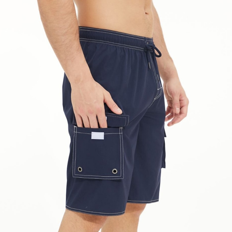 Men's Swim Shorts Swim Trunks Beach Shorts Sports Going out Weekend Breathable Quick Dry Running Casual Pocket With Compression Liner Plain Knee Length Gymnatics Activewear Black Yellow Micro-elastic3