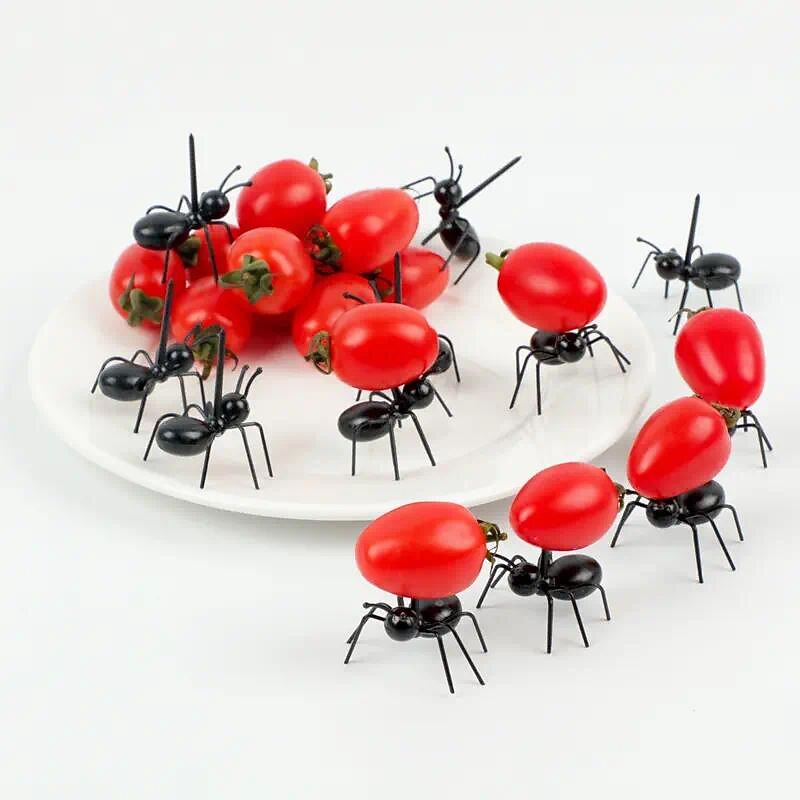 12pcs Ants Food Fruit Picks Decoration Ant Shape Forks Snack Cake Dessert Tableware For Home Kitchen Party Dinner Fruit Pick for Restaurants/Cafe