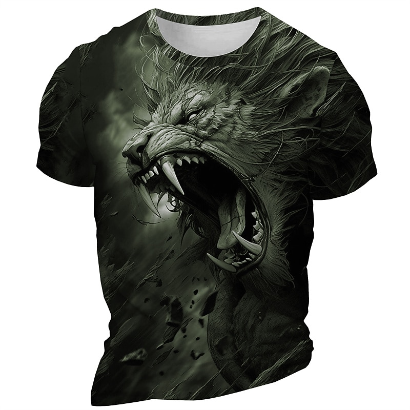 Men's Graphic Animal Lion T Shirt Short Sleeve T shirt 3D Print Crew Neck Shirt Daily Designer Retro Vintage Sports Outdoor Holiday Going out Black Royal Blue Blue Spring & Summer Clothing Apparel S2