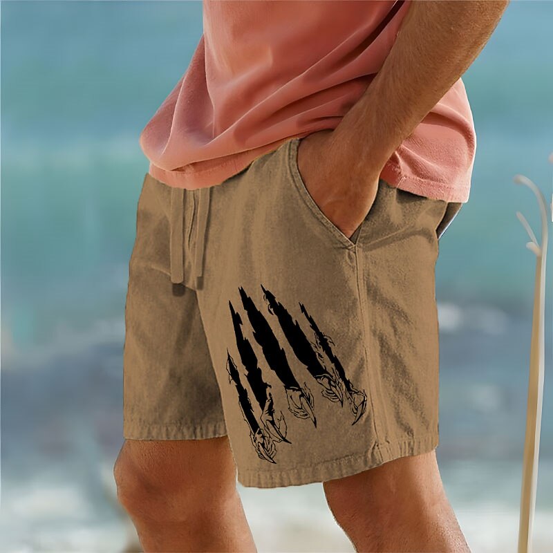 Men's Claw Marks Scratches Shorts Summer Shorts Beach Shorts Mid Waist Hawaiian Casual Outdoor Holiday Going out Drawstring Elastic Waist Print Designer Clothing Apparel4
