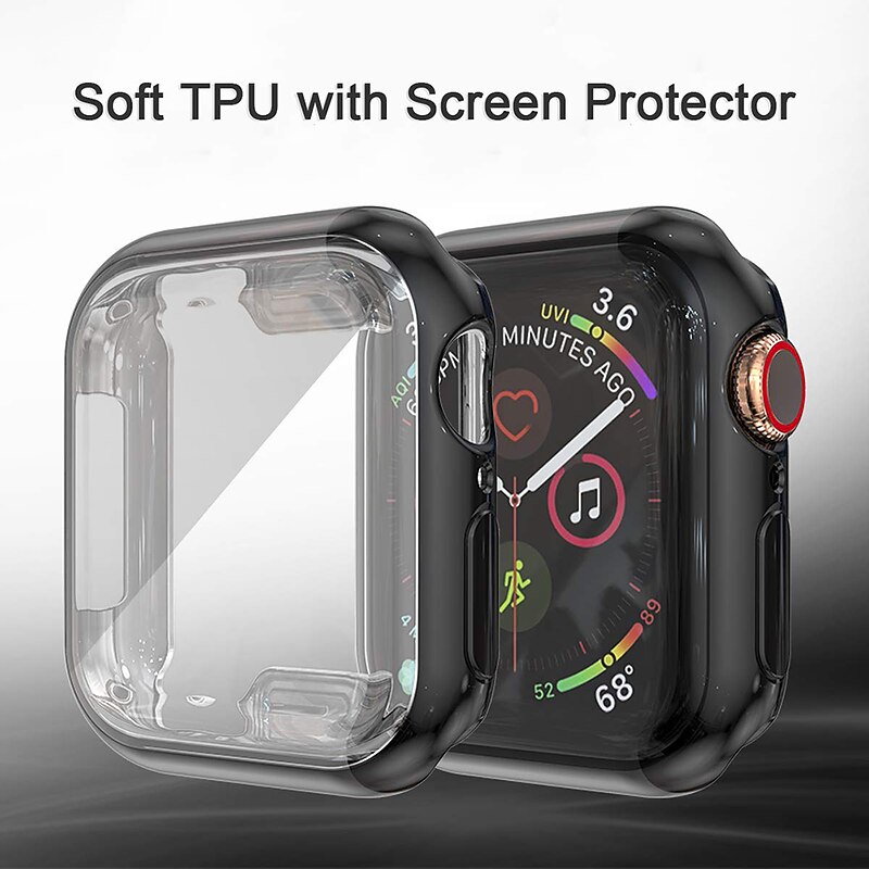 6 Pack Watch Case with Screen Protector Compatible with Apple Watch Series 8 7 41mm 45mm/ Series 6 5 4 SE 40mm 44mm/ Series 3 2 1 38mm 42mm Scratch Resistant Bumper Full Cover Silicone(Case Only)3