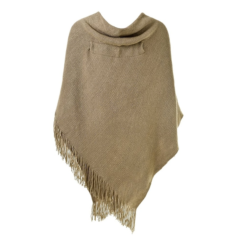 Womens Loose Fitting Poncho Cape Shawl with Stylish Horn Buttons Retro Vintage Medieval Renaissance Viking Costumes V Neckline and V Hem2