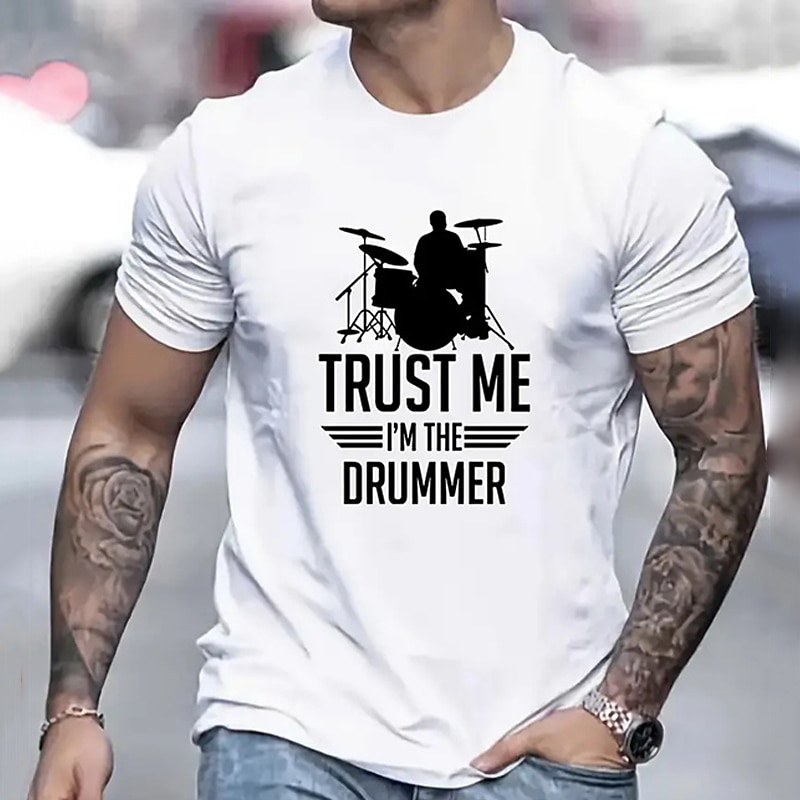 Men's Musical Instrument T Shirt Tee Top Cotton Short Sleeve Graphic Shirt Black White Red Comfortable Tee Sports Outdoor Holiday Fashion Designer Clothing2