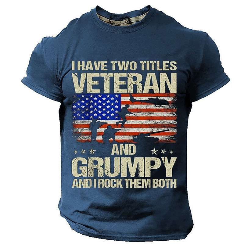 Veterans Day Men's Patriot Patriotic Veteran Graphic Soldier National Flag T shirt Short Sleeve T shirt 3D Print Crew Neck Shirt Daily Designer Retro Vintage Sports Outdoor Holiday Going out Black3