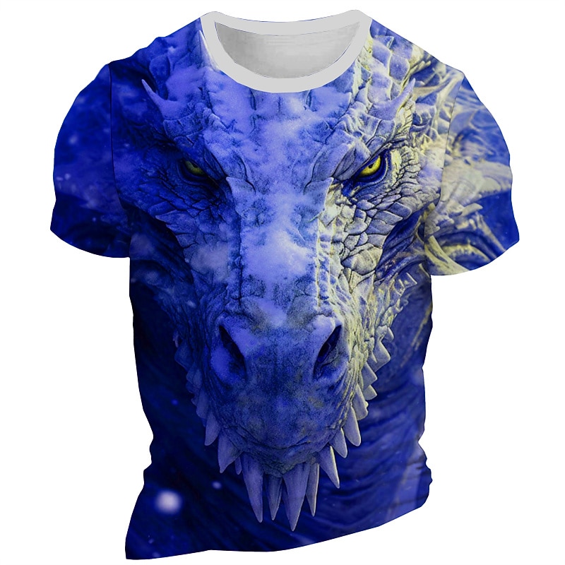 Men's Graphic Dragon T Shirt Short Sleeve T shirt 3D Print Crew Neck Shirt Daily Designer Retro Vintage Sports Outdoor Holiday Going out Yellow Red Blue Spring & Summer Clothing Apparel S M L XL 2XL4
