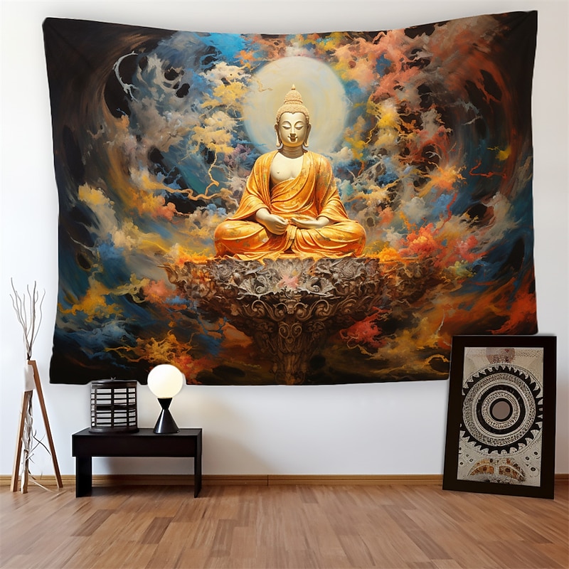 Fantasy Buddha Hanging Tapestry Wall Art Large Tapestry Mural Decor Photograph Backdrop Blanket Curtain Home Bedroom Living Room Decoration3