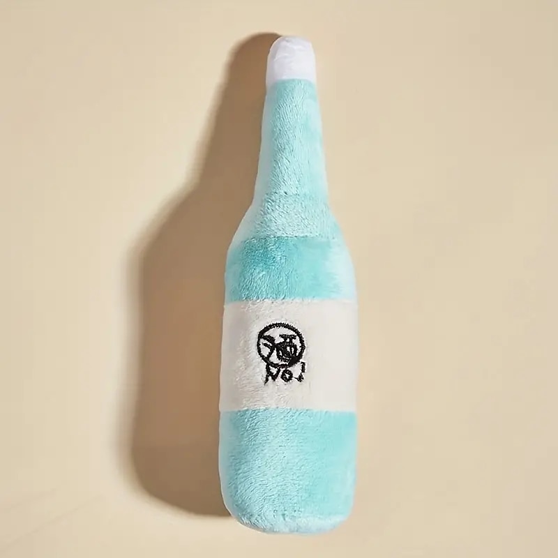 1pc Wine Bottle Design Pet Grinding Teeth Squeaky Plush ToyDurable Chew Toy For Dog Interactive Supply4