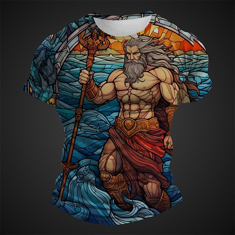 Men's Graphic Characters T Shirt Short Sleeve T shirt 3D Print Crew Neck Shirt Daily Designer Retro Vintage Sports Outdoor Holiday Going out Red Navy Blue Royal Blue Spring & Summer Clothing Apparel